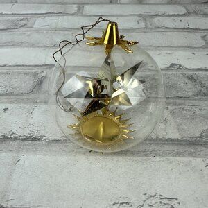 Resl Lenz W Germany Gold Star Foil Spinner Glass Christmas Ornament Mid Century